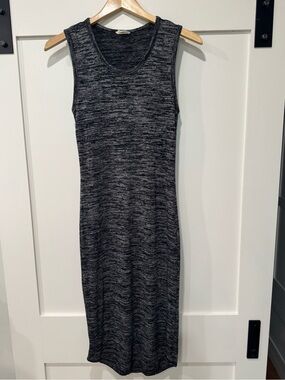 Wilfred Free From Aritzia Black & Charcoal Heathered Midi Tank Dress